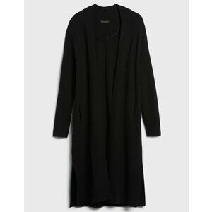 NWT Banana Republic Coatigan RT$140 Black Knit Long Open Cardigan Sweater XS